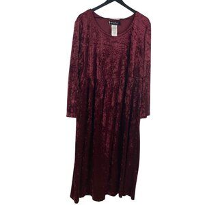 Vintage All That Jazz Womens Crushed Velvet Whimsigoth Vamp Dress Burgundy Sz 18